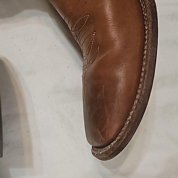 Western boots 100% leather white & brown square toe sz 11 D - Picture 7 of 11